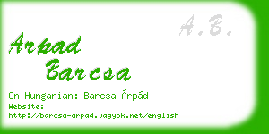 arpad barcsa business card